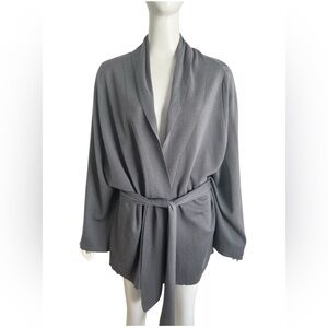 Manrico Cashmere Silk Open Front Cardigan Sweater Gray Italy Size M Quiet Luxury